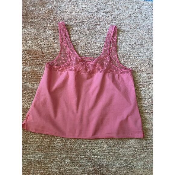 Aerie Pink Lace Trim Tank Top Women’s Size M Medium Floral Mesh Detail - Picture 8 of 8